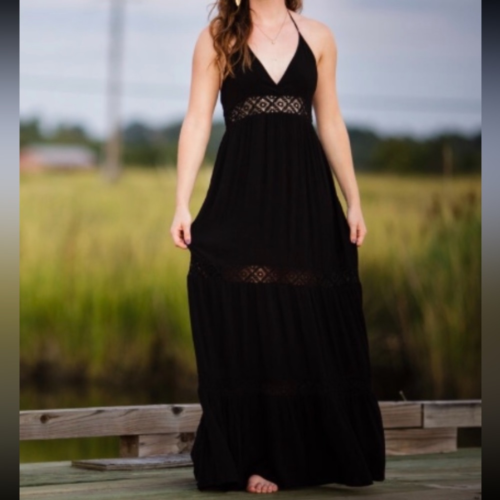 Black lace maxi dress